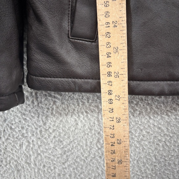 Izod Genuine Lamb Leather Jacket Brown Zip Front Size Medium - Picture 6 of 9